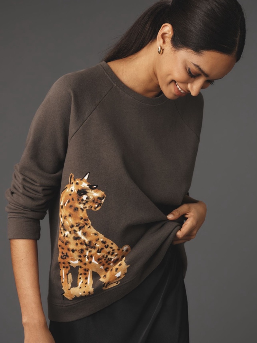 NWOT Anthropologie Lou Lou Avenue Cheetah Graphic Print Crewneck Sweatshirt